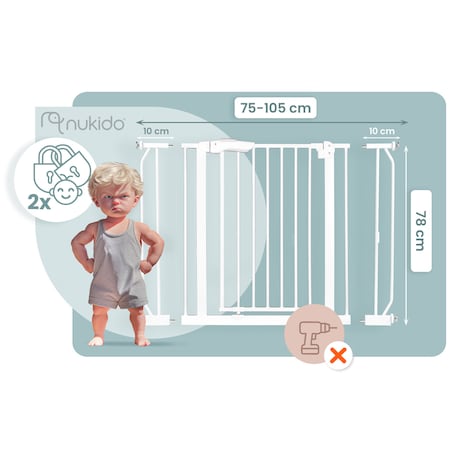 Barierka zabezpieczająca ochronna Nukido na schody i drzwi 75-105cm biała 718000