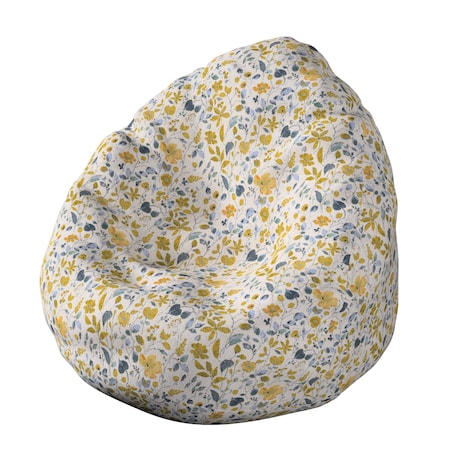 Worek do siedzenia, żółto-niebieskie kwiaty na kremowym tle, Ø60 x 105 cm, Cosy Home