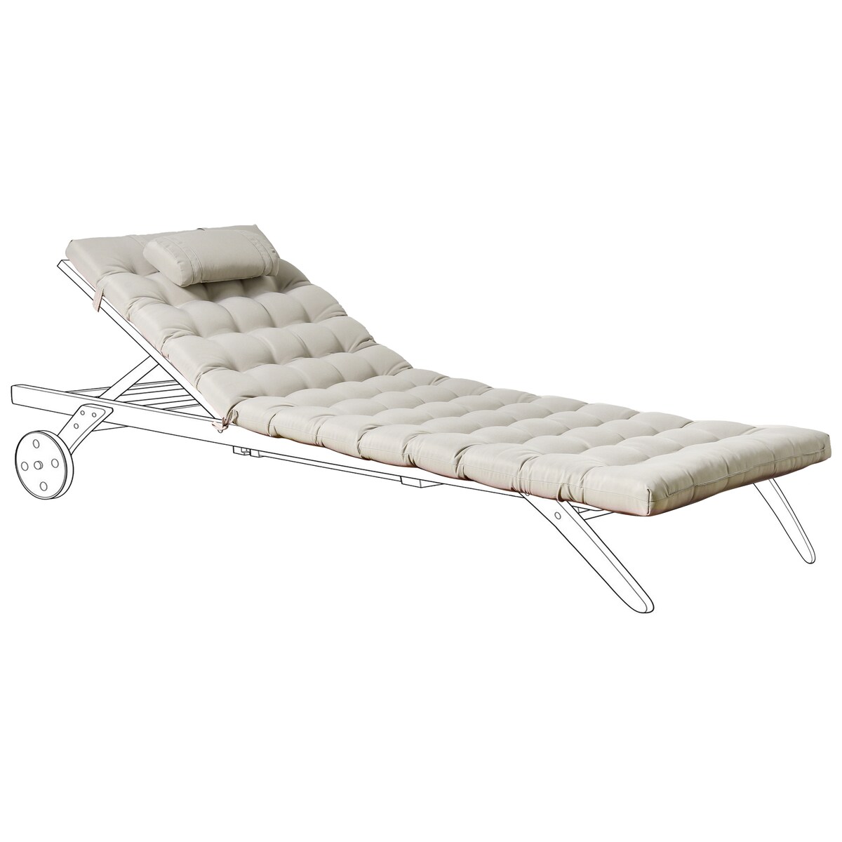Poduszka na leżak ogrodowy CESANA PREMIUM 192 x 56 cm Beżowoszary