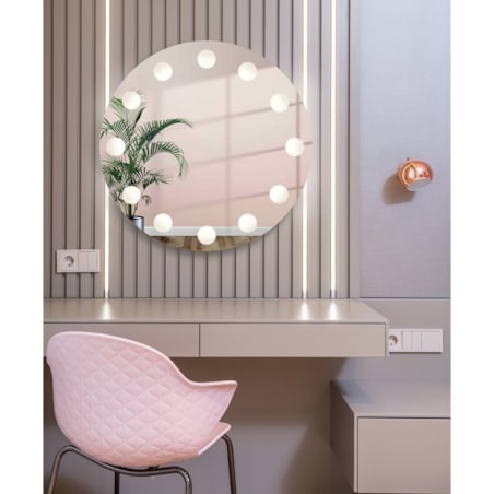 Okrągłe lustro do toaletki z podświetleniem LED - HOLLYWOOD