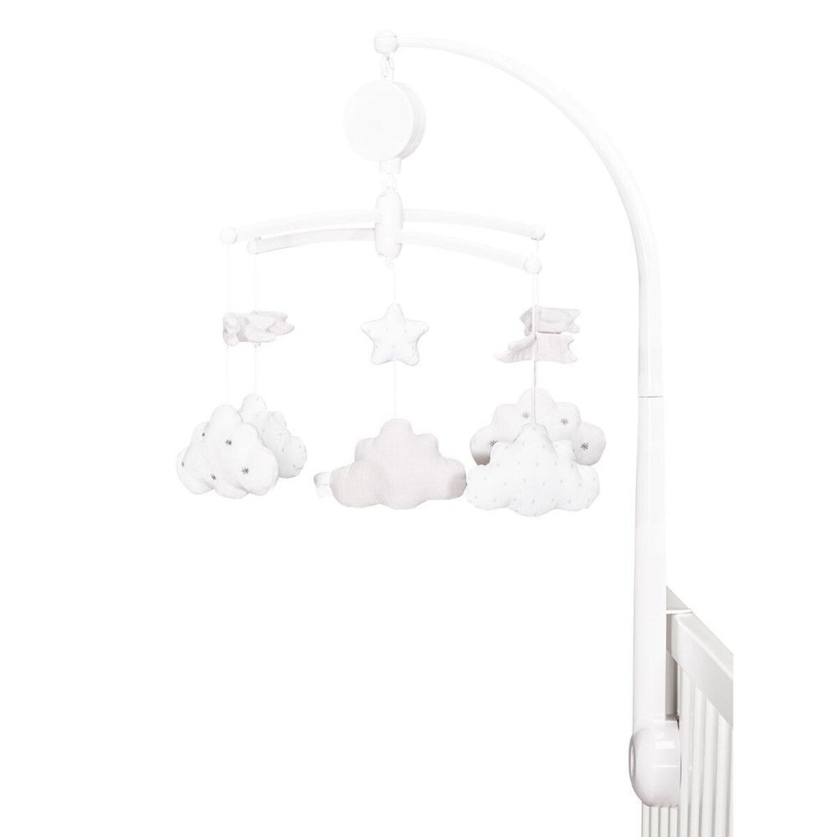 Karuzela z pozytywką do łóżeczka szare chmurki LILY GREY Sauthon