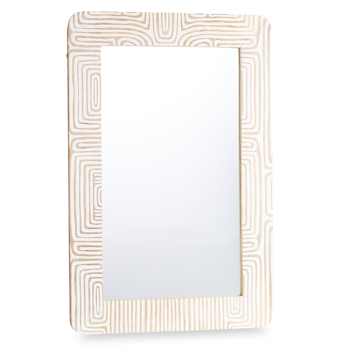 Lustro ścienne w drewnianej ramie mango LINES&CURVES, 60 x 90 cm