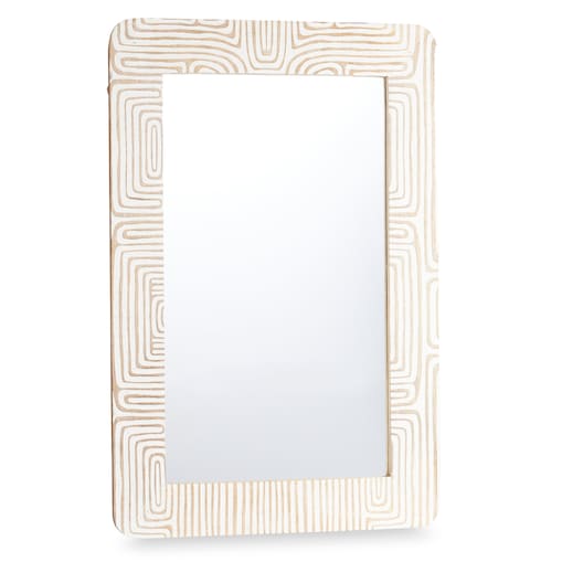 Lustro ścienne w drewnianej ramie mango LINES&CURVES, 60 x 90 cm