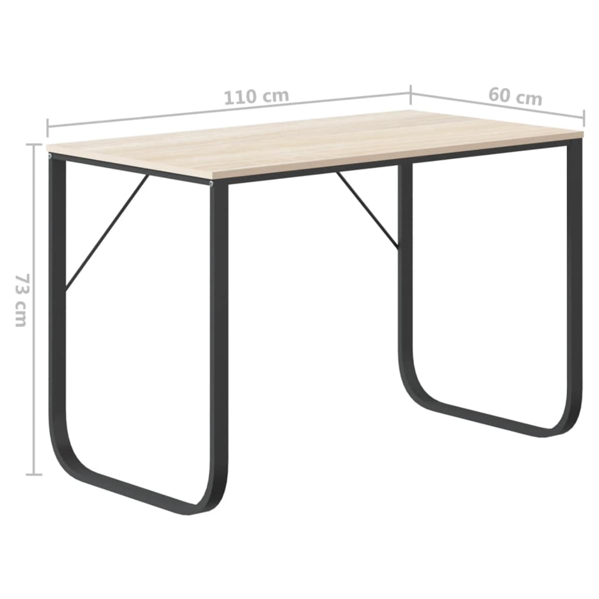 vidaXL Biurko komputerowe, czarno-dębowe, 110x60x73 cm, płyta wiórowa