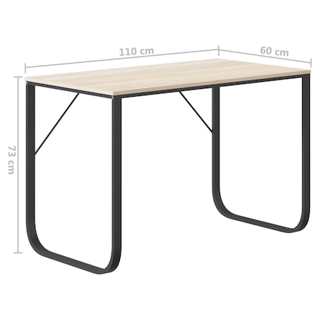 vidaXL Biurko komputerowe, czarno-dębowe, 110x60x73 cm, płyta wiórowa