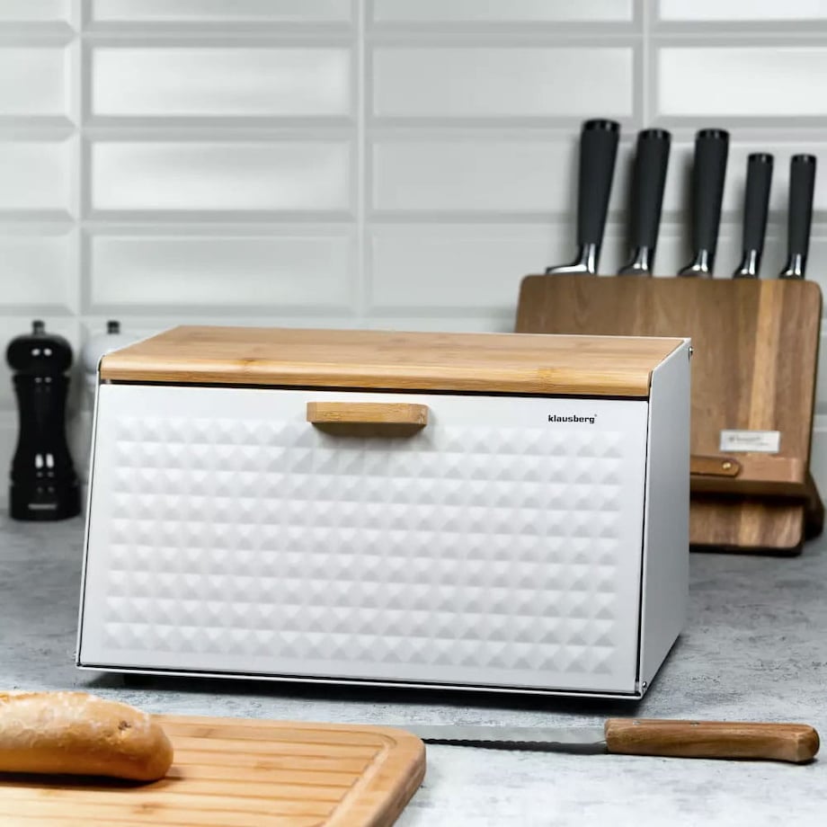 Chlebak stalowo-drewniany dwustronny biały KLAUSBERG