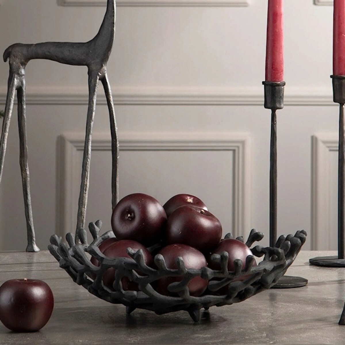 PATERA NA OWOCE CZARNA 30cm RAFA KORALOWA KORALOWIEC DO DOMU SALONU PREZENT