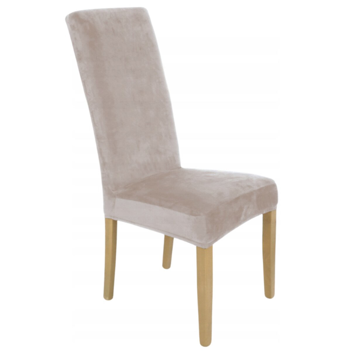 POKROWIEC NA KRZESŁO WYSOKIE OPARCIE CHŁODNY BEŻ WELUR ELASTYCZNY [12W-CBZ]