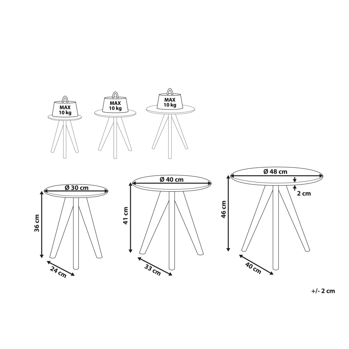 Zestaw 3 stolików kawowych szary VEGAS