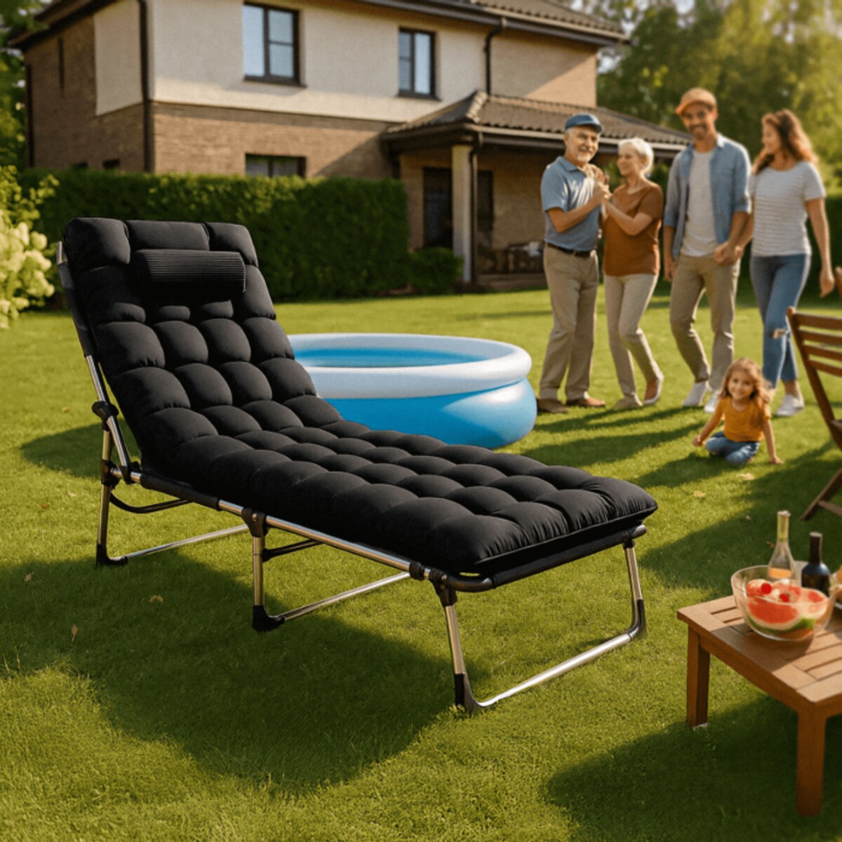 Leżak Ogrodowy Łóżko Polowe Fotel Turystyczny Rozkładany Leżanka VENUS