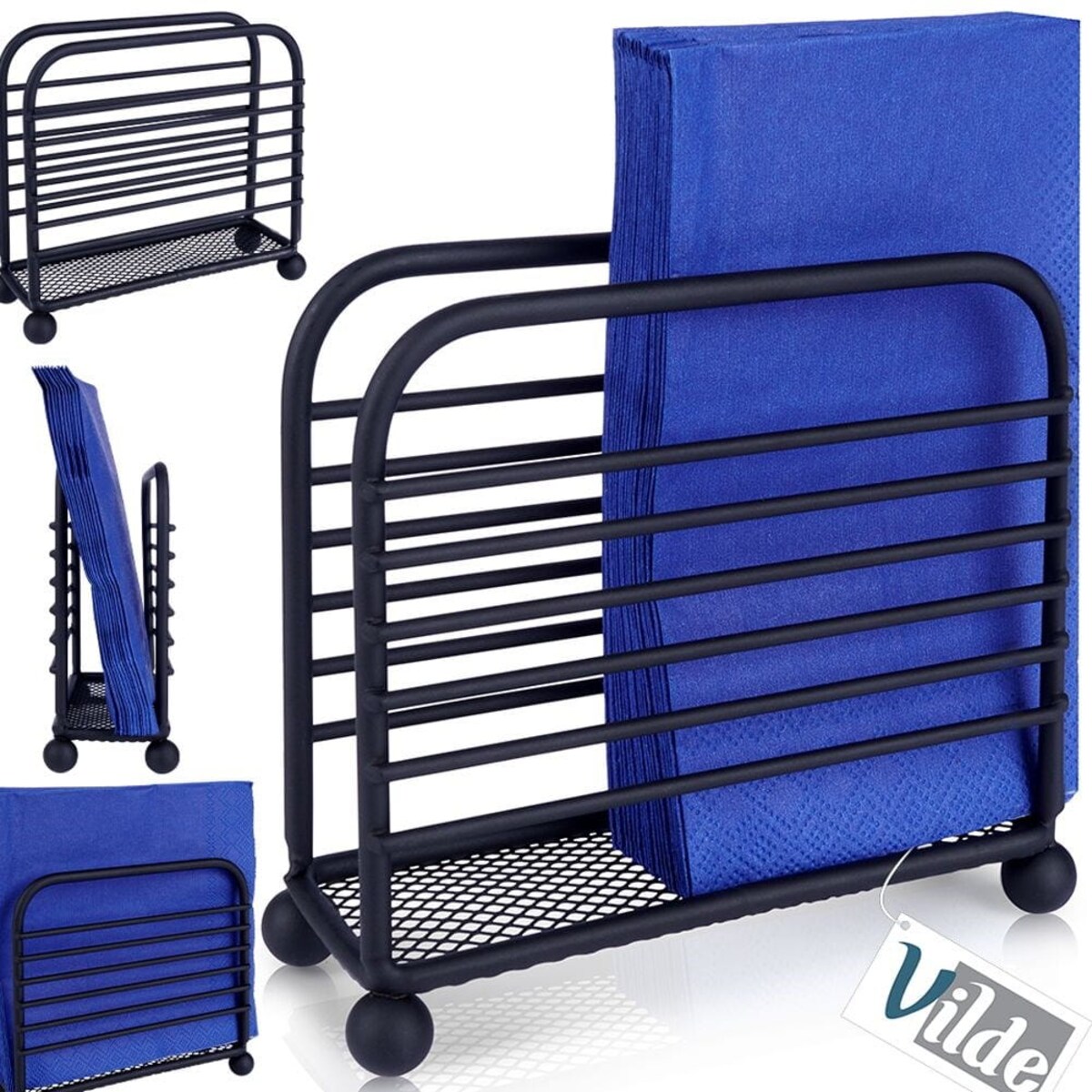 Serwetnik stojak na chusteczki serwetki metalowy czarny 11,5x10 cm loft