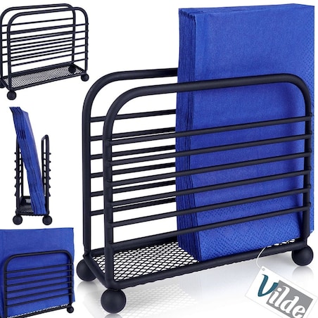 Serwetnik stojak na chusteczki serwetki metalowy czarny 11,5x10 cm loft