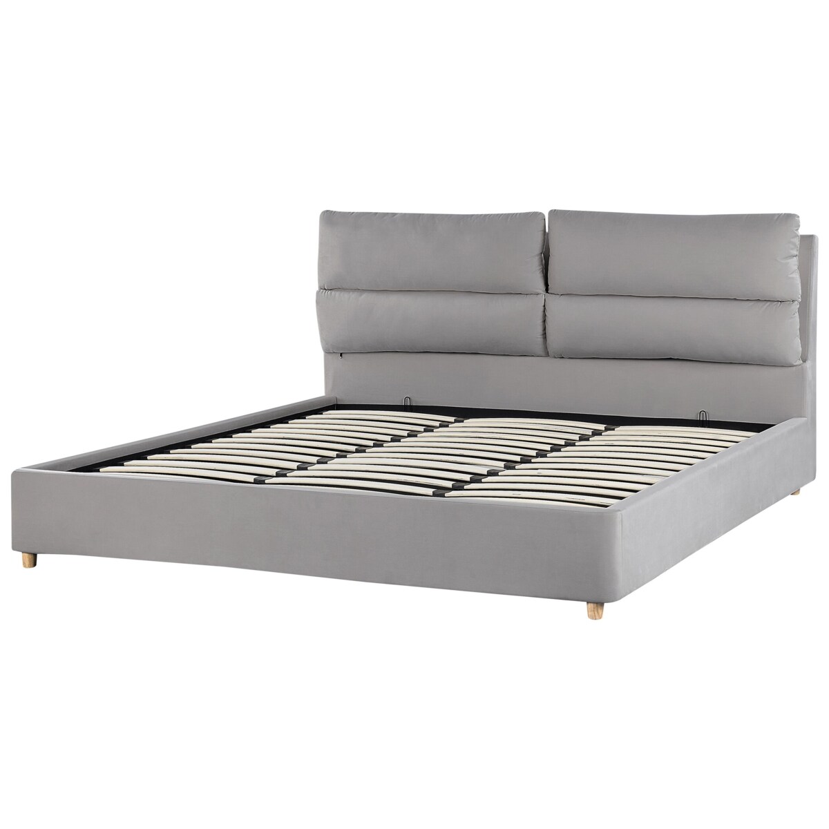 Łóżko z pojemnikiem welurowe 180 x 200 cm jasnoszare BATILLY