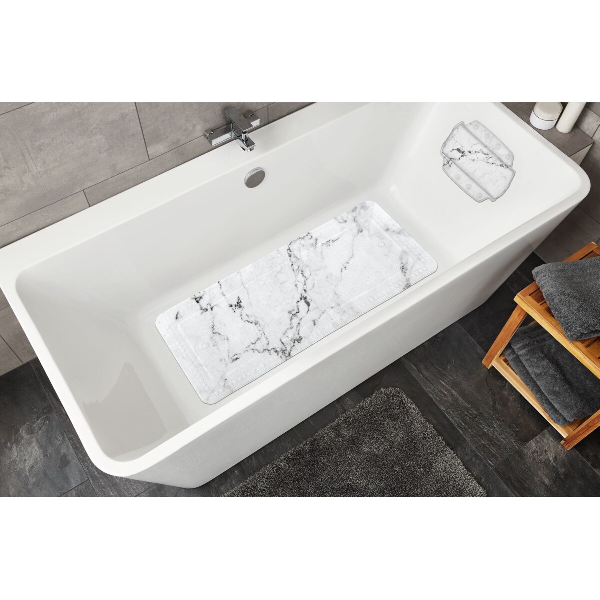 Kleine Wolke Marble Poduszka do wanny szary 32x 22 cm