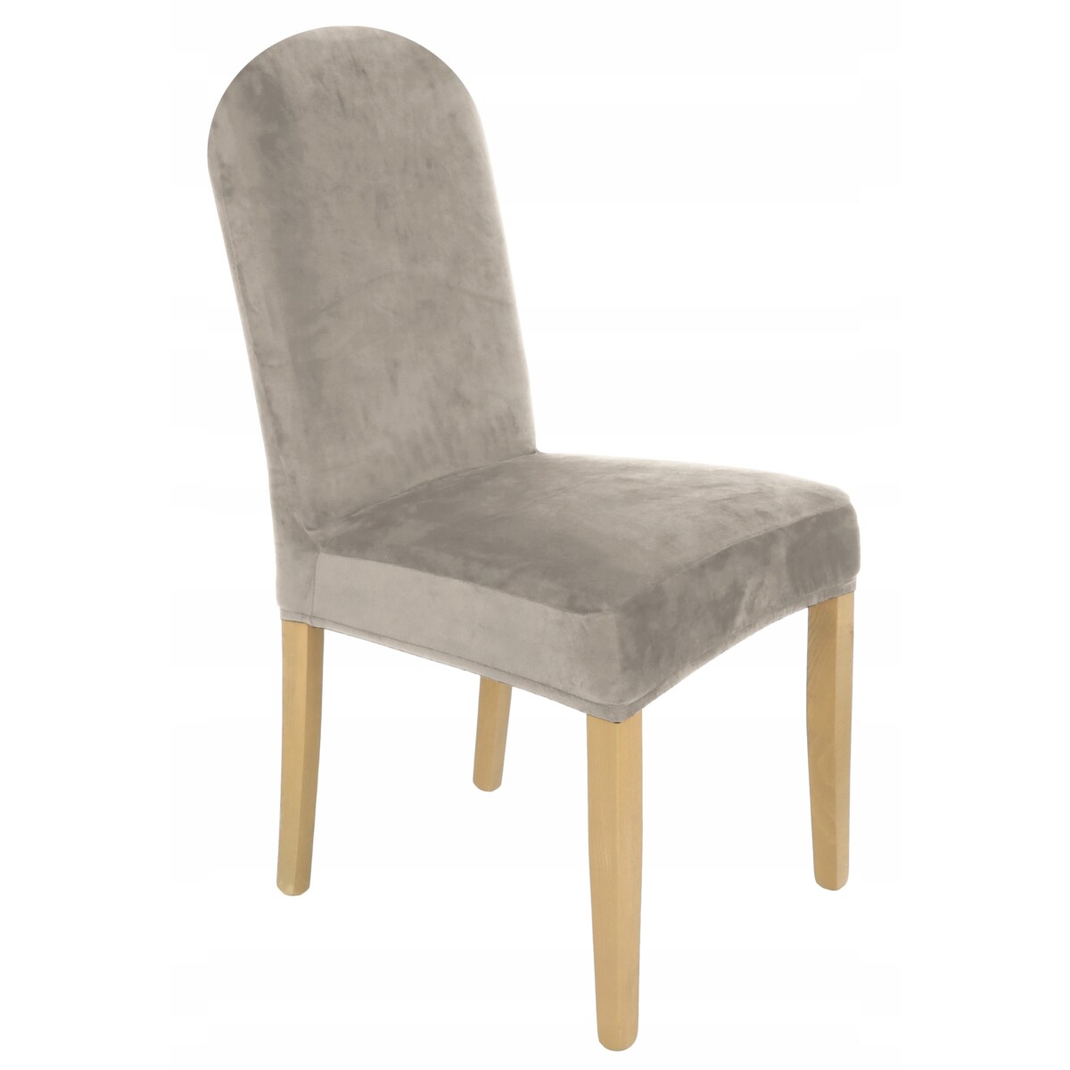 POKROWIEC NA KRZESŁO ZAOKRĄGLONE CHŁODNY BEŻ WELUR ELASTYCZNY [21R19]