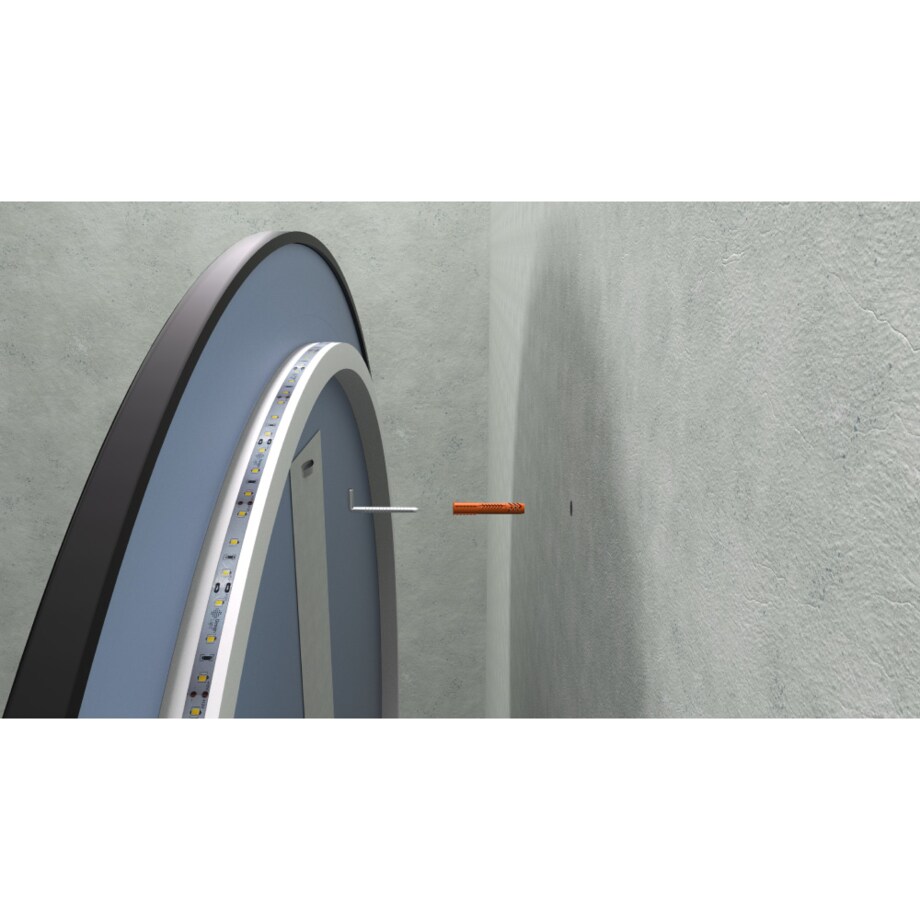 Lustro okrągłe LED z poświatą – czarne - 70 cm