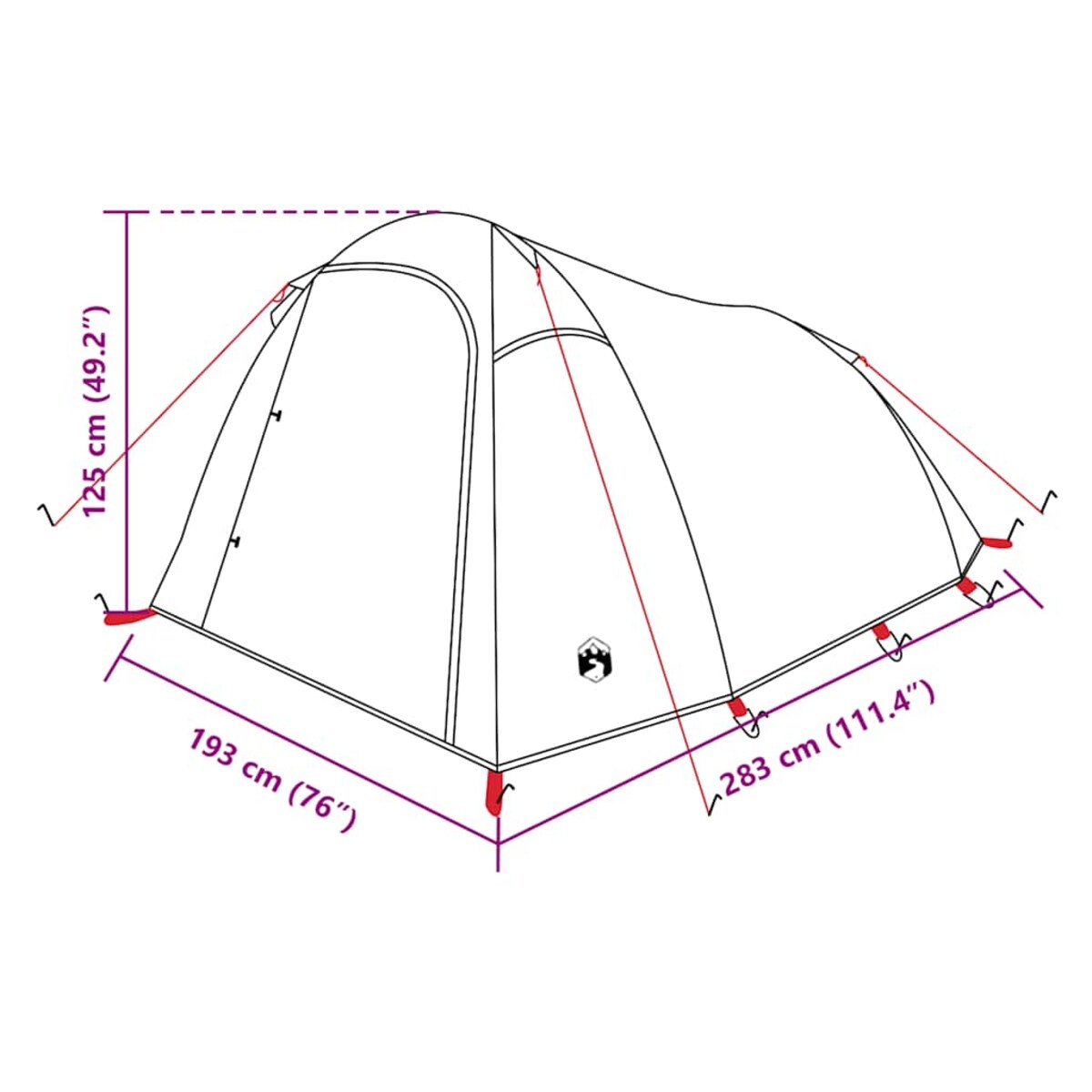 vidaXL Namiot turystyczny, 3-os., biały, zaciemniany, wodoszczelny