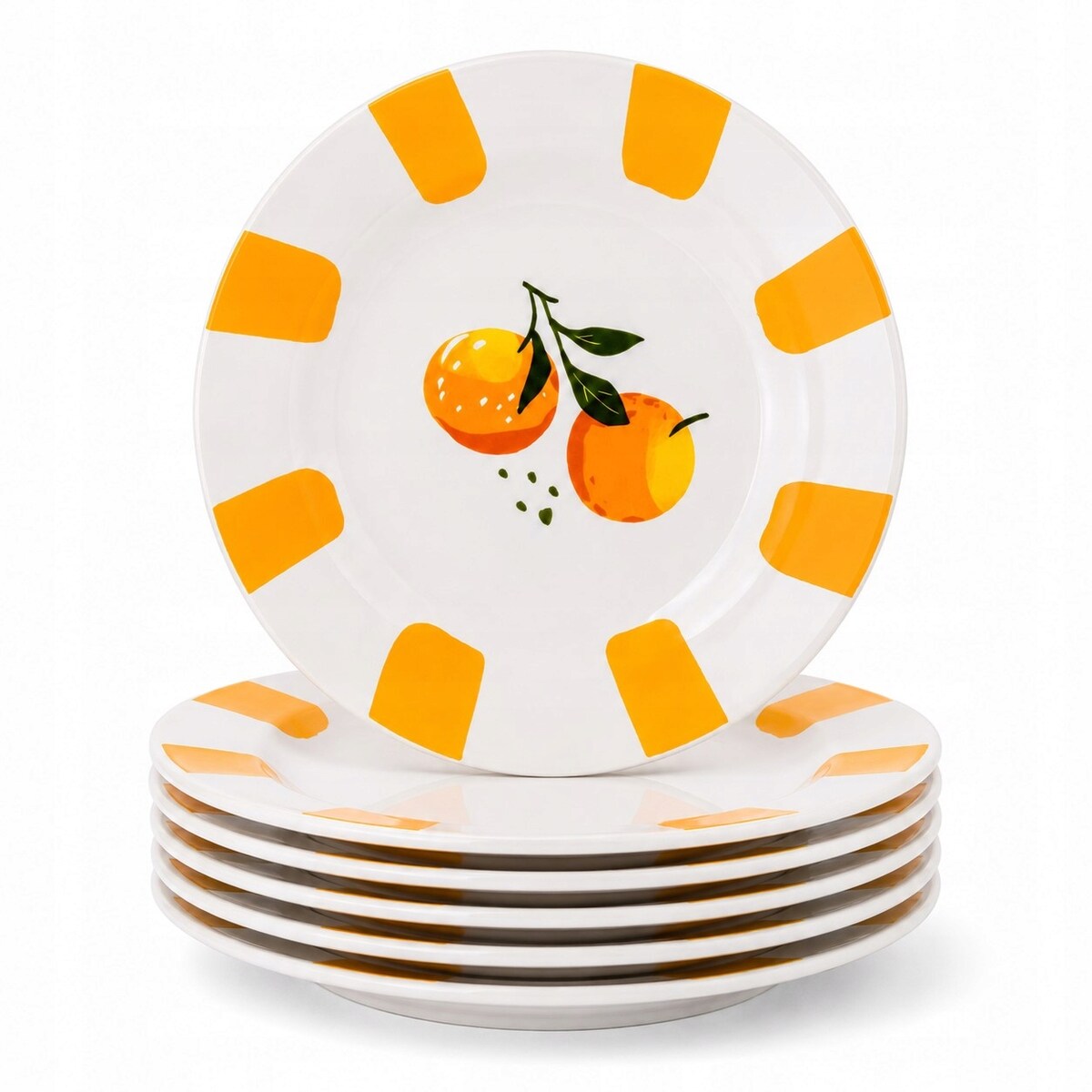 Komplet talerzy małe deserowych 20 cm 6 szt orange owoce na ciasto deser