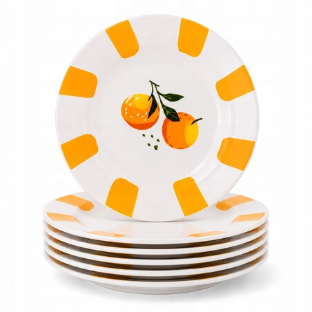 Komplet talerzy małe deserowych 20 cm 6 szt orange owoce na ciasto deser