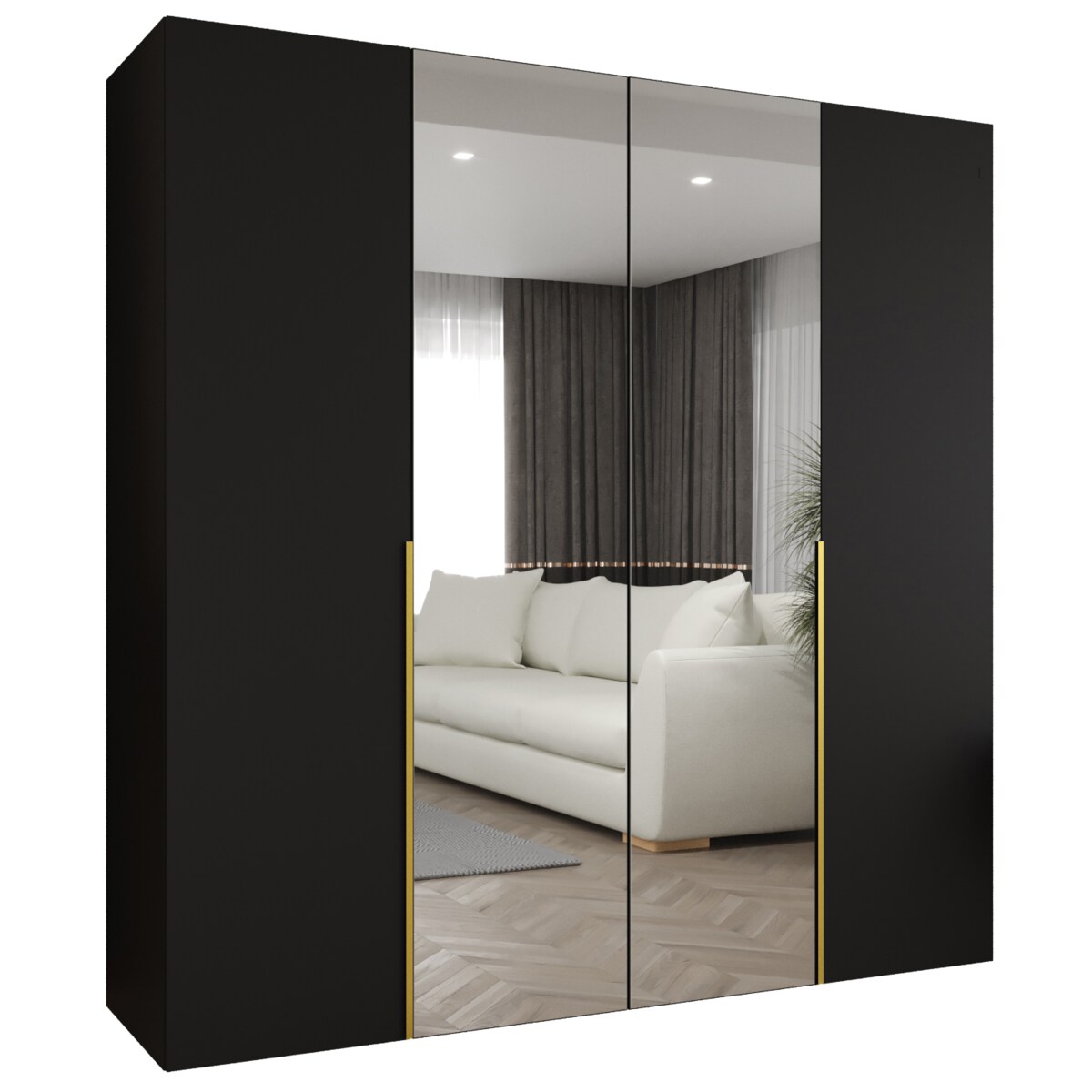 Szafa uchylna otwierana ALICANTE 2 200 wys. 202 cm Czarny + u. Złoty