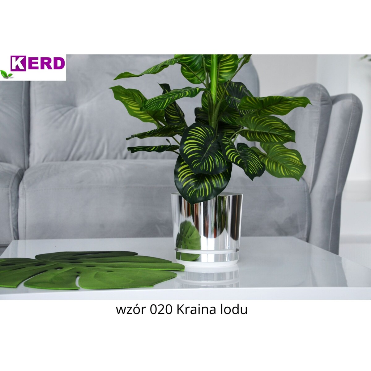 16 cm wzór KRAINA LODU Doniczka z podstawką glamour elegancka efekt lustra wysoki połysk nowoczesna