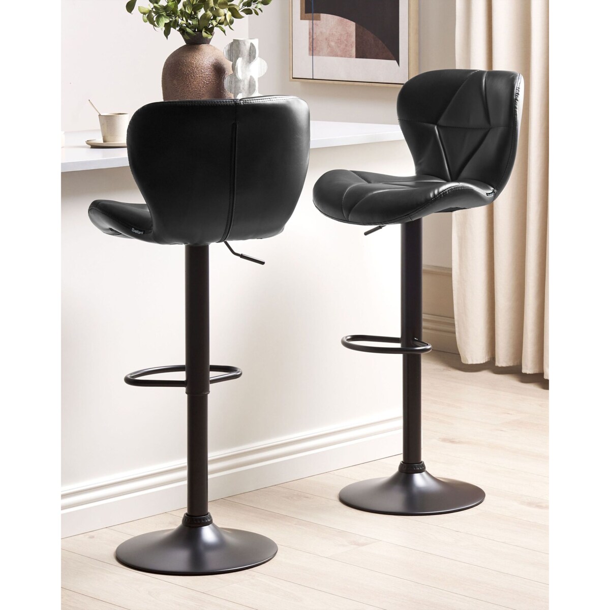 Zestaw 2 krzeseł barowych VALETTA Ekoskóra Obrotowy Czarny