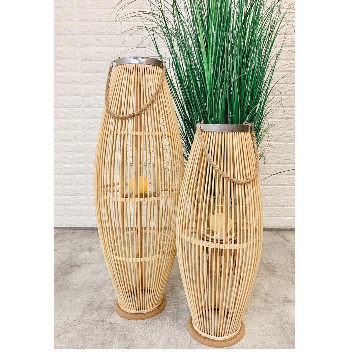 Lampion Bambusowy Rattanowy Latarnia 130Cm