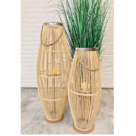 Lampion Bambusowy Rattanowy Latarnia 130Cm