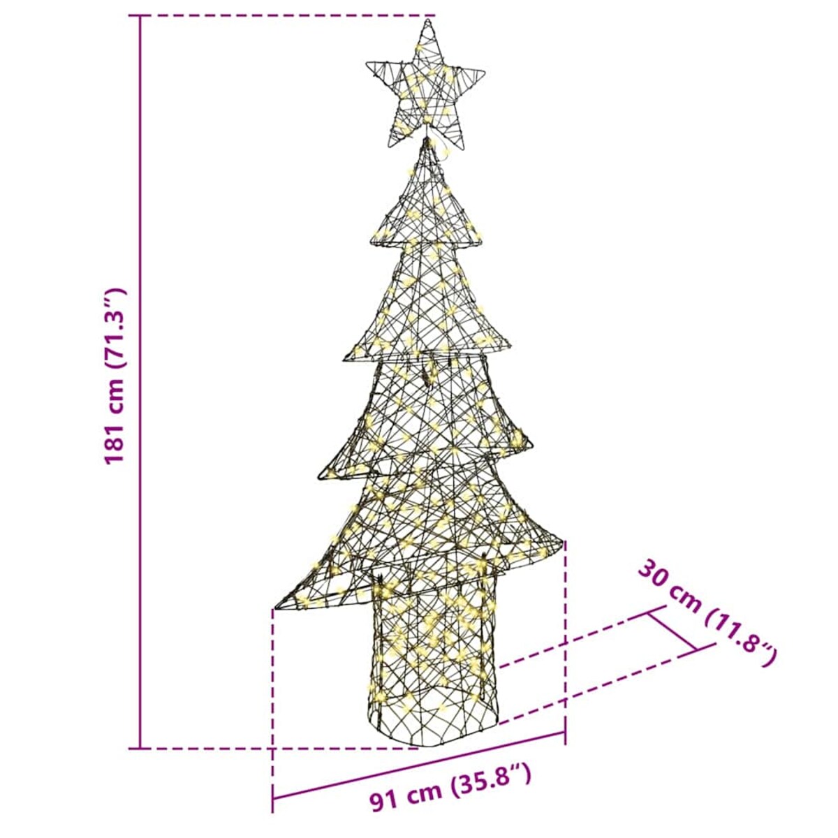 vidaXL Choinka z 240 diodami LED Ciepła biel 180 cm rattan