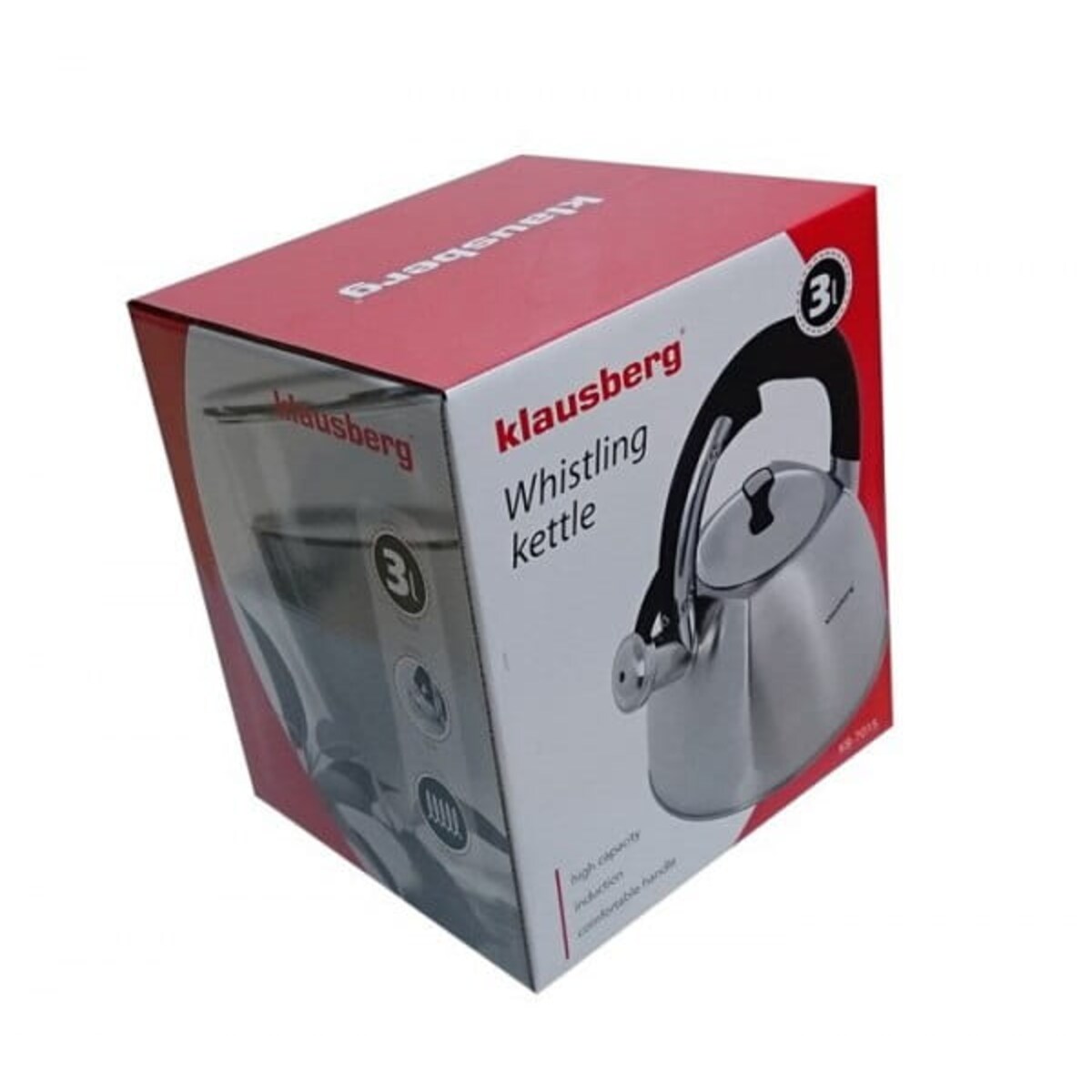 Czajnik stalowy z gwizdkiem na gaz indukcję Inox srebrny KLAUSBERG 3.0L
