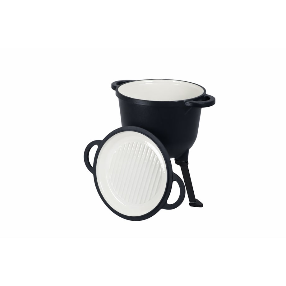 Kociołek żeliwny garnek na ognisko 2w1 emaliowany 8L grill ROSSNER