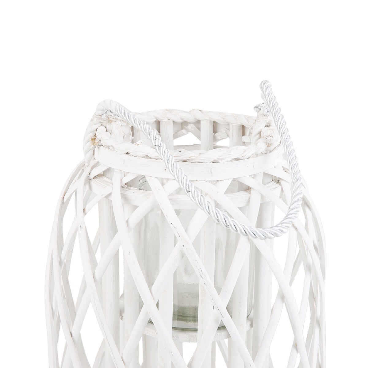 Lampion drewniany 30 cm biały MAURITIUS