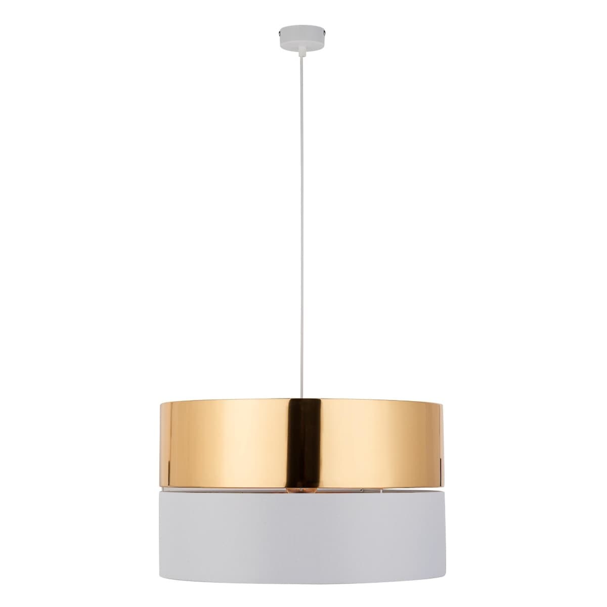 Lampa glamour wisząca Hilton 4771 TK Lighting z tkaniny biała złota