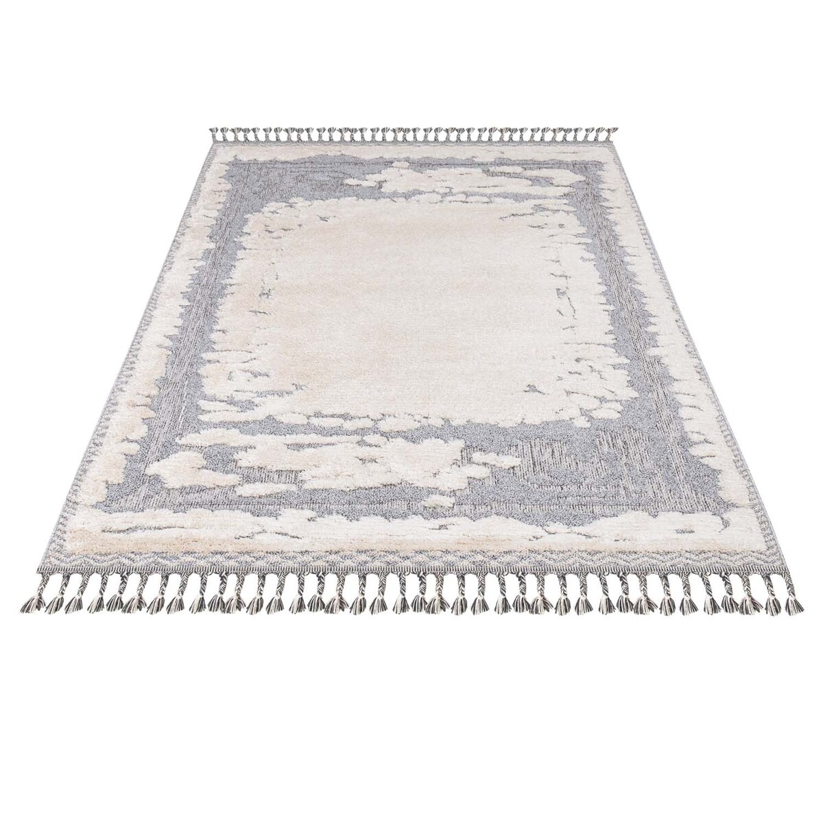 Dywan z frędzlami Cut&Loop Boho-Chic Valora 9080 Krem Szary 120x170