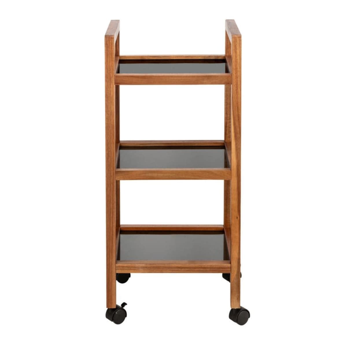 Mobilny regał z drewna akacji FONDI, 3 poziomy, wys. 76,5 cm