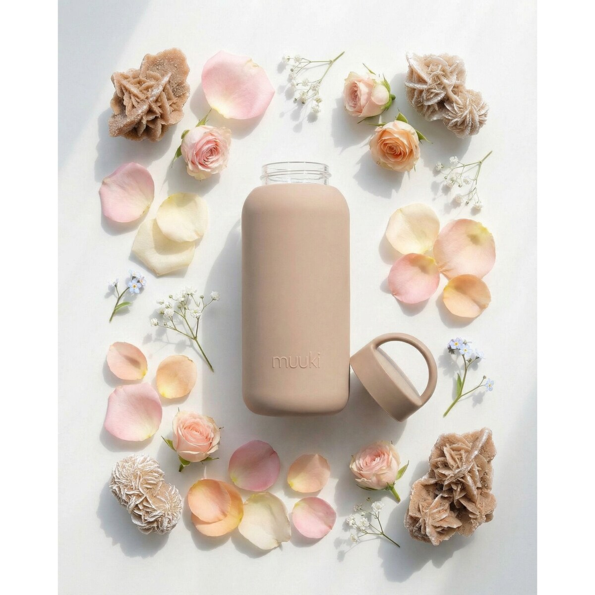 MUUKI DAILY BOTTLE szklana butelka na wodę 720 ml, Desert Rose