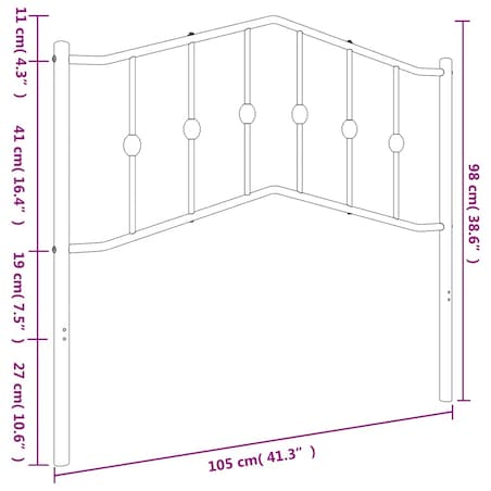 vidaXL Metalowe wezgłowie, czarne, 100 cm