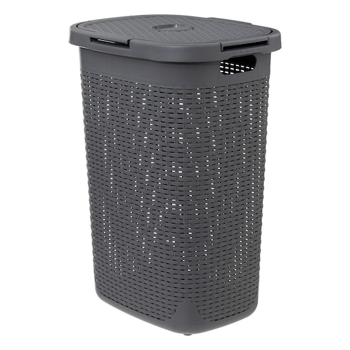 Wysoki kosz na pranie z plastiku, 60 l, kolor antracytowy