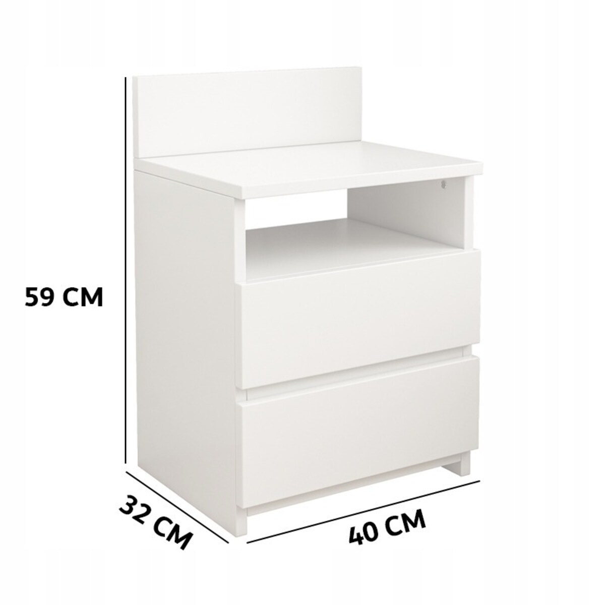 Szafka nocna stolik sypialnia komoda 2 szuflady biała loft nowoczesna 40cm