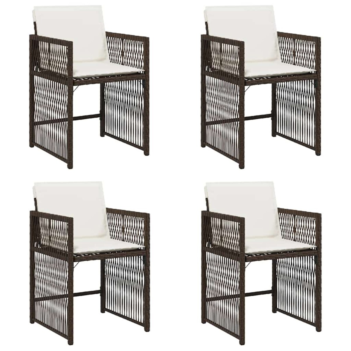 vidaXL Krzesła ogrodowe z poduszkami, 4 szt., brązowe, polirattan