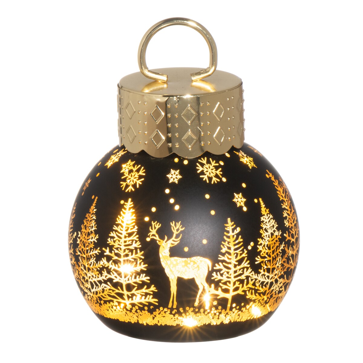 Lampka LED w kształcie bombki z reniferem, Ø 10 cm