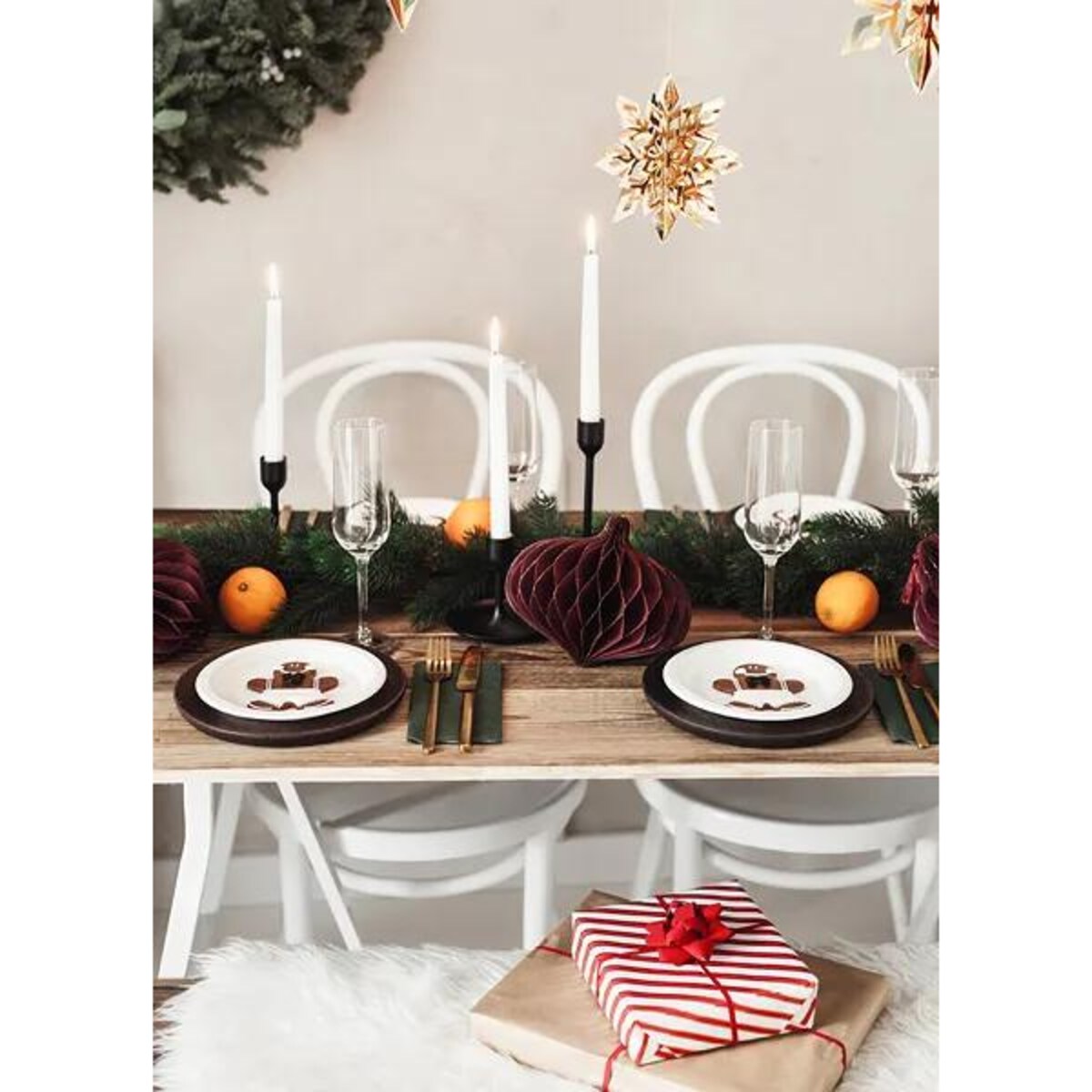 Bombka papierowa Owal, bordo, 16x15cm