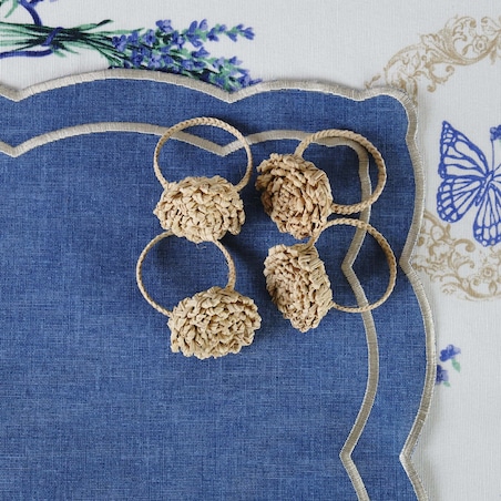 Obrączki na serwetki Beige Flower Rings - 6 sztuk