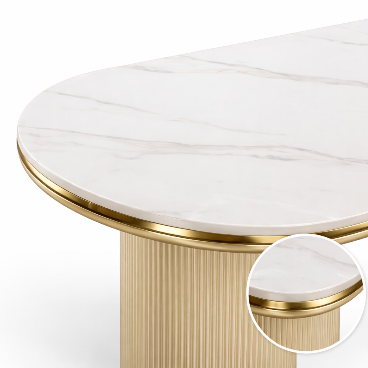 Stół glamour złoty owalny Luna Gold 180×90x75