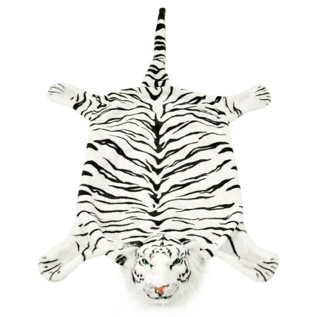 vidaXL Pluszowy dywanik - tygrys, 144 cm, biały