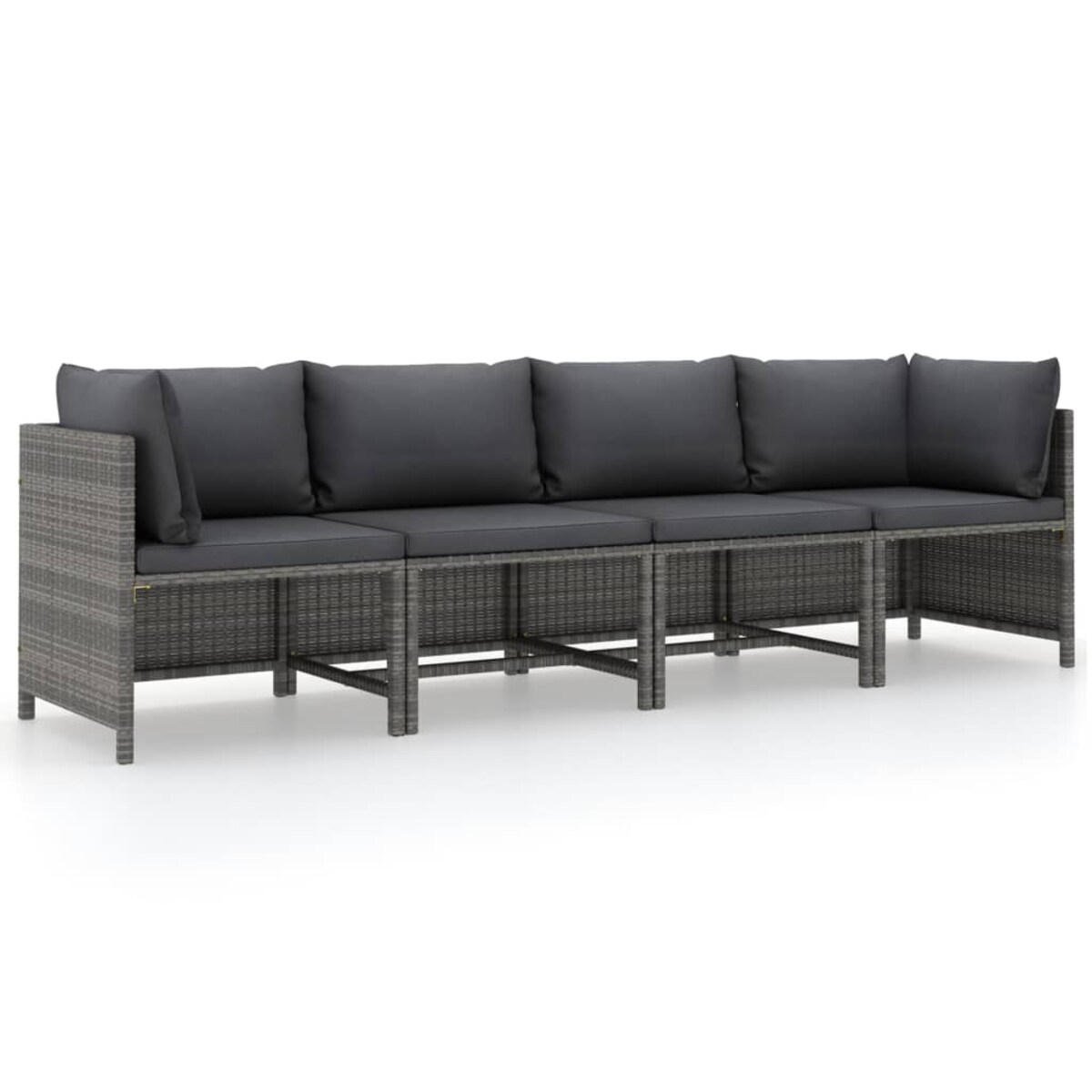 vidaXL 4-osobowa sofa ogrodowa z poduszkami, polirattan, szara
