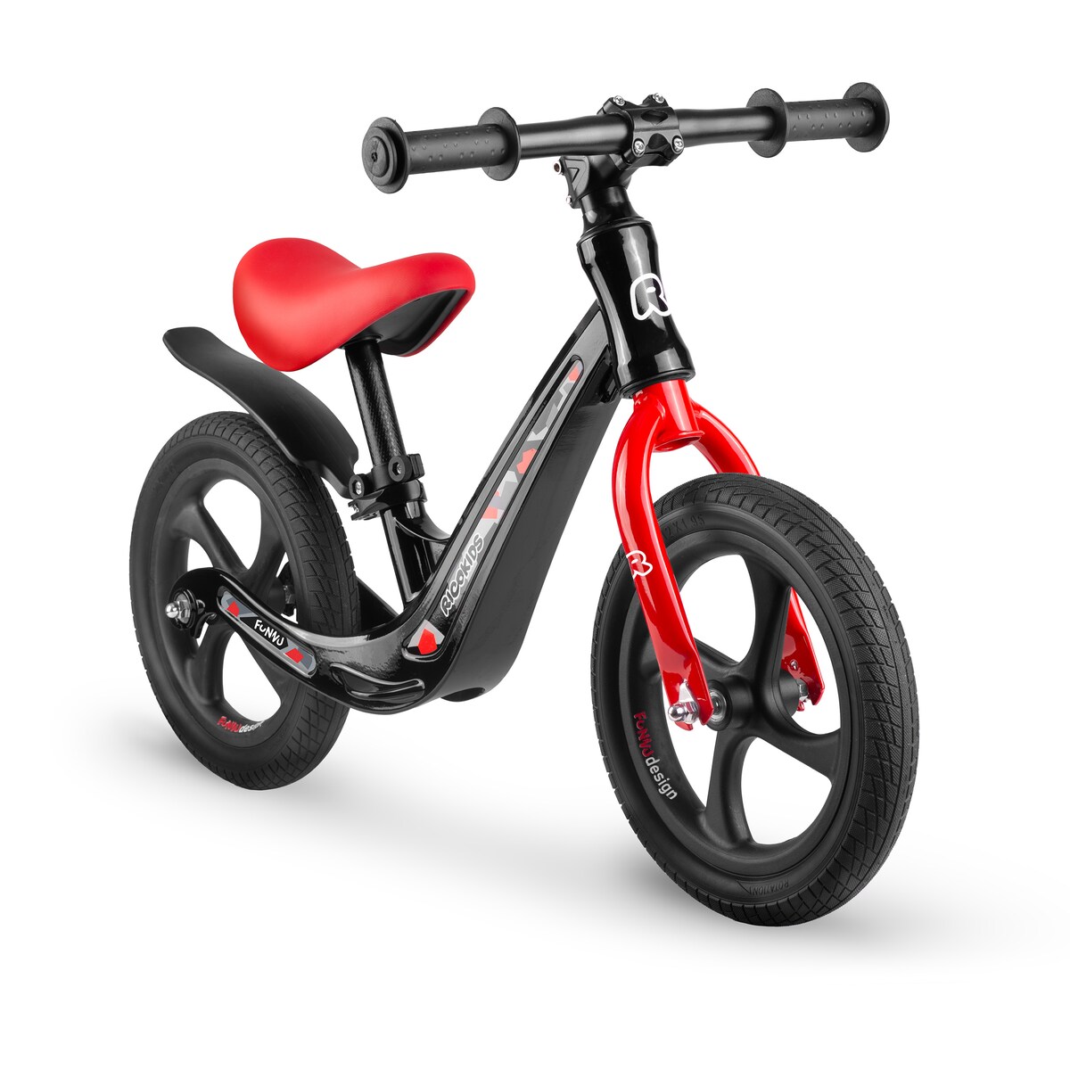 Rowerek biegowy dla dzieci magnesium Ricokids czarno-czerwony Funnu 760501