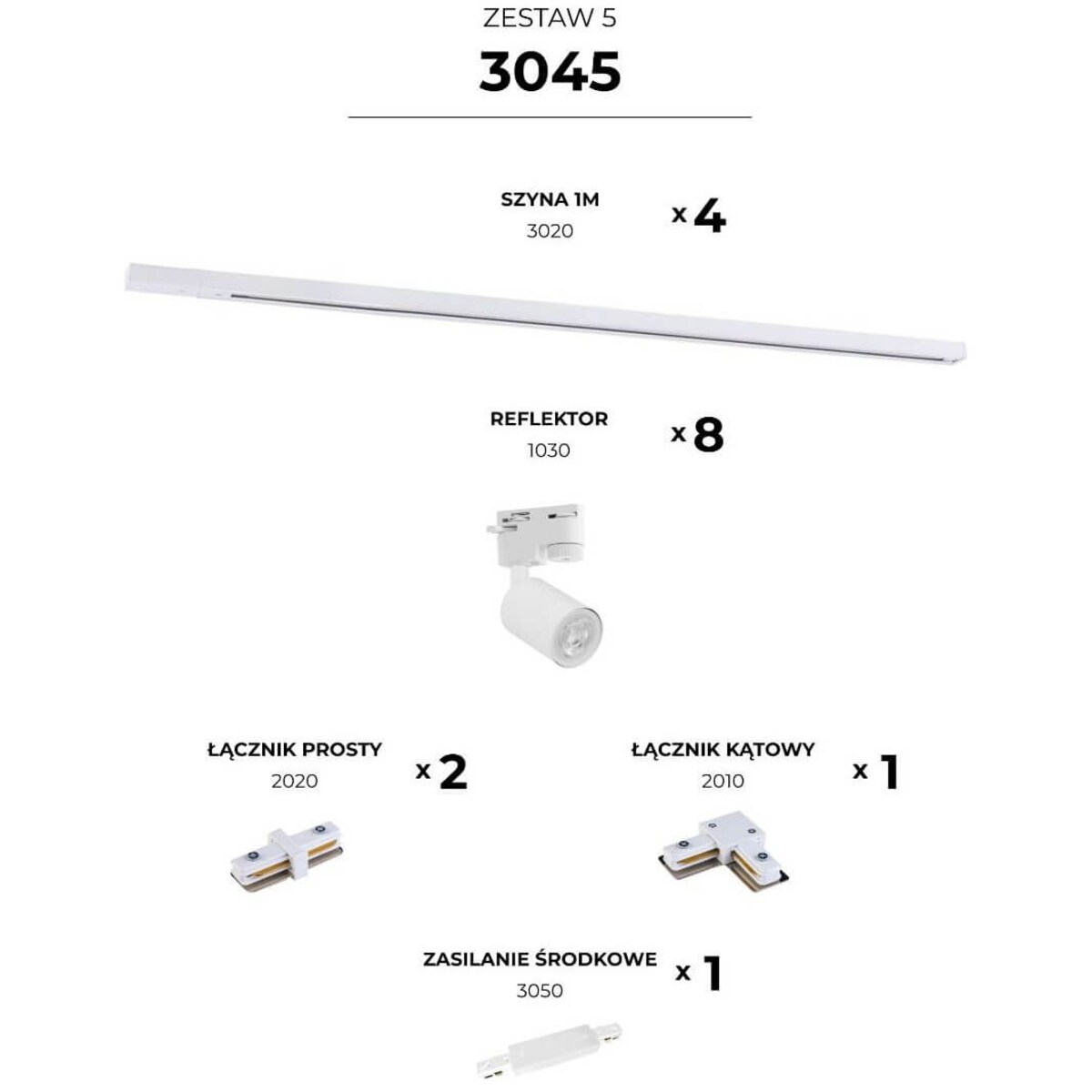 Jednofazowy zestaw szynowy Tracer 3045 Zumaline metalowy biały