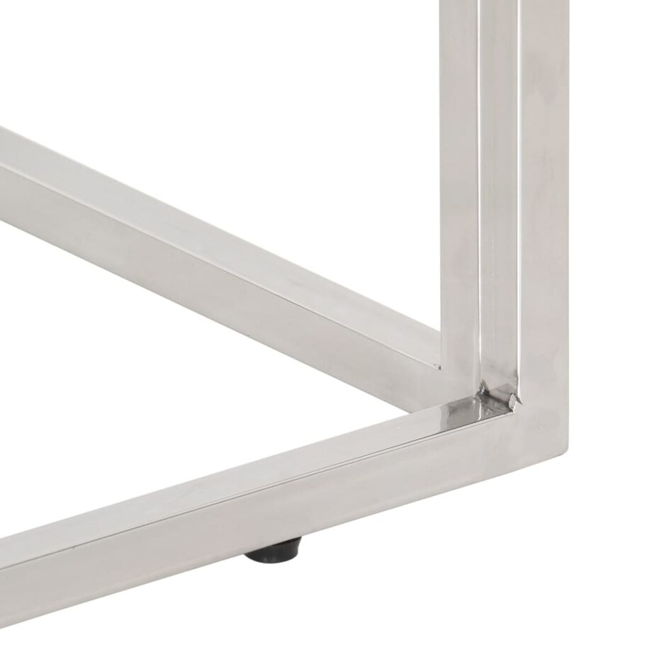 vidaXL Stolik konsolowy, srebrny, stal nierdzewna i drewno z podkładów