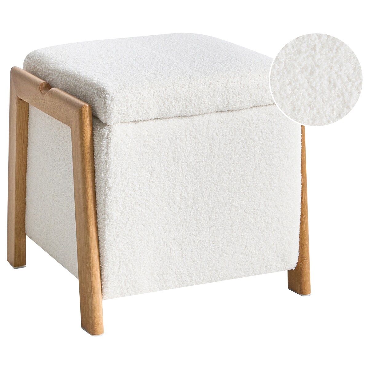 Puf ze schowkiem EDLAND Boucle 45 cm 43 cm Biały